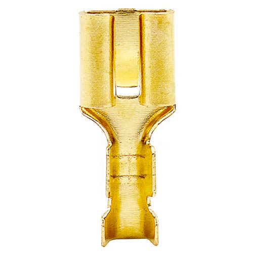 BAOMAIN 100-Pack 6.3mm 1/4" Female Spade Connector Non-Insulated Terminals | Copper 1/4" Non-Insulated Female Connectors with Locking Tab for 18-16 AWG Wire,Ideal for Automotive & DIY Projects