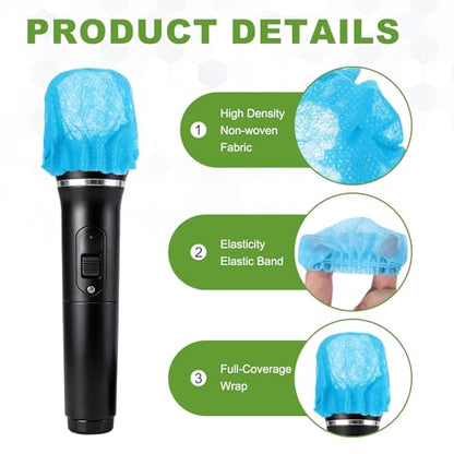 MECCANIXITY 240 Pcs Disposable Microphone Cover Mic Cover (Blue) - color: Blue