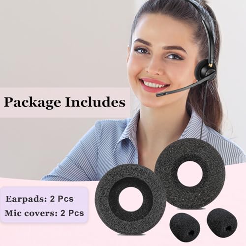 Plantronics Headset Ear Cushions Foam Replacement Ear Pad (2 Pack) | Headphone Earpads for Plantronics Blackwire C320 3320 3210 3220 HW251N HW261N HW510 HW520 Jabra PRO 930 Office Phone Headset