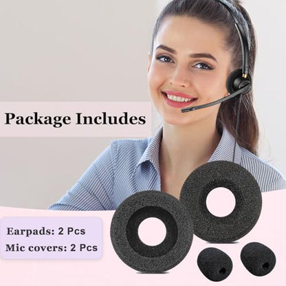 Plantronics Headset Ear Cushions Foam Replacement Ear Pad (2 Pack) | Headphone Earpads for Plantronics Blackwire C320 3320 3210 3220 HW251N HW261N HW510 HW520 Jabra PRO 930 Office Phone Headset