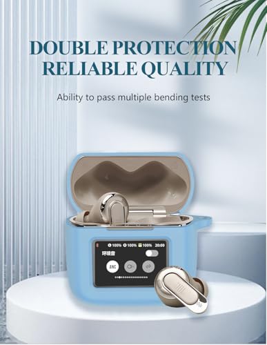 Case for JBL Tour Pro 3 True Wireless Noise Cancelling Earbuds, WUNIAK Soft Silicone Protective Portable Scratch Shock Resistant with 2pack Screen Protector &Cleaner Kit & Carabiner & Lanyard,SkyBlue - color: SKY BLUE