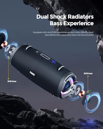 YEAHBOX P100 100W Portable Bluetooth Speaker, Outdoor Speaker, RGB - color: Black