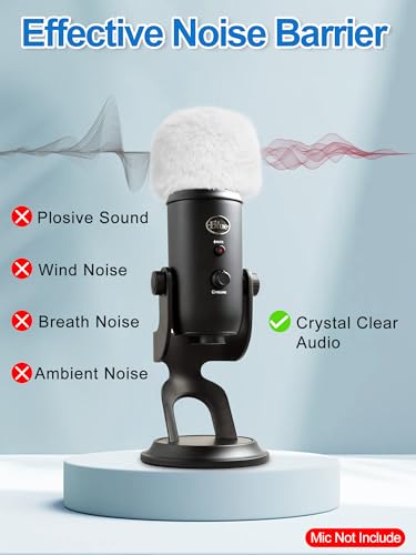 Furry Windscreen - Wind Muff Pop Filiter for Blue Yeti, Yeti Pro, Yeti Nano, Mic Cover Compatible for A8M, SoloCast, Razer Mini, Razer X, Razer Seiren V2 Pro and Normal ASMR USB Mics (White) - color: White Mic Cover