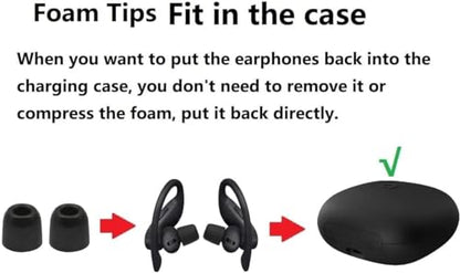 Memory Foam Tips Compatible with Powerbeats Pro Replacement Ear Tips, Perfect Noise Cancellation, Fit in Case, Foam Tips 6 Pairs, Black, Large Size (515BL) - size: Large