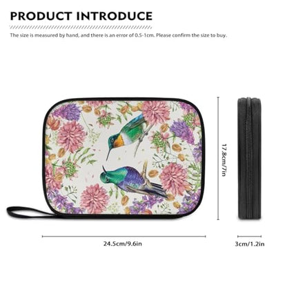 Watch Band Storage Bag with Handle Stain Resistant Carrying Case for Smartwatch, Apple Watch, Watch Band Pin and Other Watch Band Accessories, Bird Pink Flower - color: Bird Pink Flower