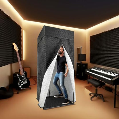 Portable Vocal Booth - Studio Grade Echo-Free Recording Booth for Voiceover, Podcast & Singing, Home Studio/Sound Isolation Booth & Travel Bag, Black