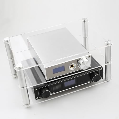 Mini Acrylic Audio Component Rack, Open 2-Layer Rack Aluminium Holders, Small Desktop Multimedia Storage, 3kg Load Capacity, for HiFi Audio Equipment Dac Amplifier Amp - color: A