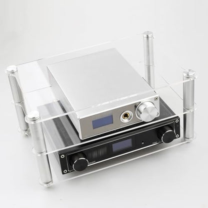 Mini Acrylic Audio Component Rack, Open 2-Layer Rack Aluminium Holders, Small Desktop Multimedia Storage, 3kg Load Capacity, for HiFi Audio Equipment Dac Amplifier Amp - color: A