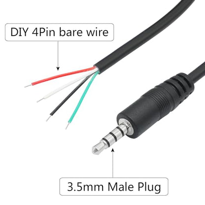 3.5mm Male Plug to 4Pin Bare Wire Open End Cable 3FT, TRRS 4 Pole 1/8'' | 3.5mm Audio Plug Stereo Audio Wire, Auxiliary Audio Connector Jack, for 3.5mm Earphone Microphone DIY Cable Repair - 4Pcs - color: 3.5mm Male Plug TRRS 4 Pole - 1M/3FT