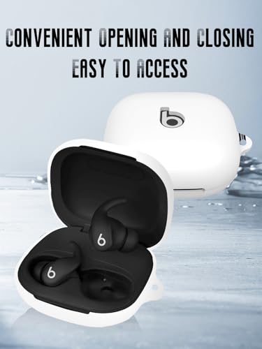Case for Beats Powerbeats Fit Earbuds 2025 (White) | Soft Silicone Protective Cover with Carabiner and Lanyard, Shockproof - color: White