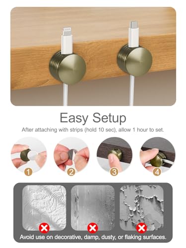 Strong Adhesive Cord Holder for Nightstand with Wider Base, 3 Pack | Sleek Antique Bronze Aluminum Screw-top Cord Clips for Desk, Desk Cable Holder, Phone Cord Management Clips Secure Organizer