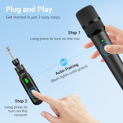 TONOR 2.4G Dual Wireless Microphones, Rechargeable Handheld Mic TW-220