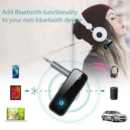 ORIA Aux Bluetooth Adapter for Car, 2 in 1 Bluetooth Transmitter Receiver, Wireless Audio Receiver with 3.5mm Aux Port for Cars, Speakers, Stereo Systems and Headphones