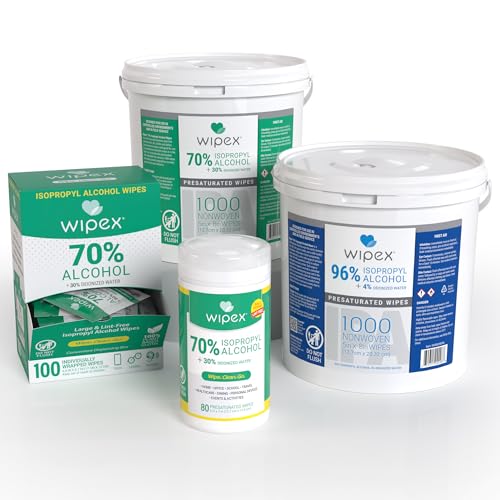 Wipex 70% Isopropyl Alcohol Wipes for Electronics - 80ct Large Lint Free IPA Wipes in Sealed Canister to clean Surfaces, Electronics, Computer Screens, Glasses, 80 Count (Pack of 3) - size: 80 Count (Pack of 3)