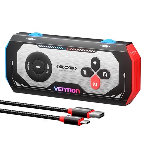 VENTION 7.1 Gaming DAC External USB Sound Card, 7.1 Virtual Surround Sound Blaster, 24bit/192KHz, RGB Light System, Gaming Audio Amplifier Compatible with PS5, PS4, Xbox, Nintendo Switch, PC, Headset