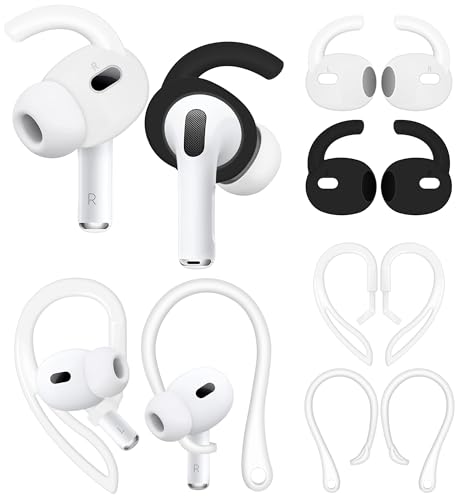 4 Pairs Anti Slip Kit Compatible with AirPods Pro 2, Silicone Sport Ear Hooks and 360° Rotation Adjustable Length Outdoor Earhooks Grip Ear Tips Wing Buds Holder for AirPod Pro 2nd - 4X1