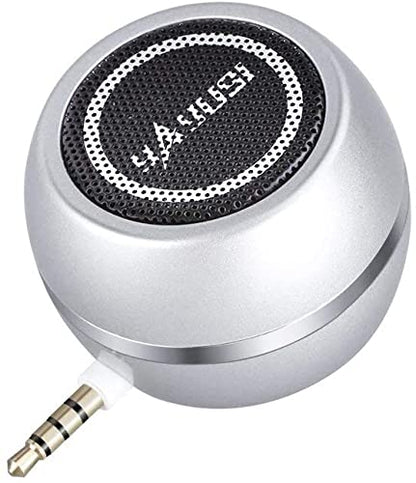 Milcraft Mini Speaker with 3.5mm Aux Input Jack, 3W Loud Portable Speaker for iPhone iPod iPad Cellphone Tablet Laptop, with USB Rechargeable Battery, Gift Choice for Kids, Silver