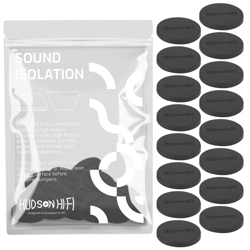 Speaker Isolation Feet – 16-Pack 1" Platinum Silicone Dots by Hudson Hi-Fi – Adhesive Anti-Vibration Pads for Turntables, Subwoofers & Audio Equipment – 20 Duro