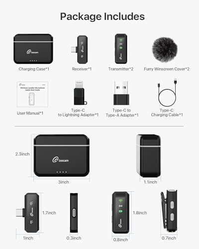 Loocam Mini Microphone for iPhone with Charging Case | Wireless Lavalier Microphone for Video, Recording, Vlog, 24h Standby, Hi-Fi Audio, Noise Cancellation, 131ft Range