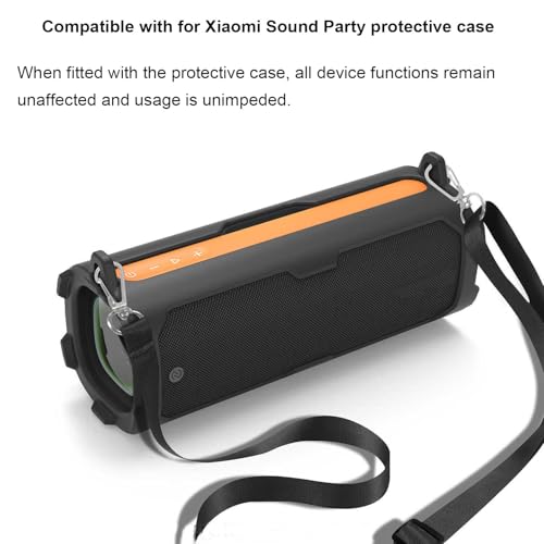 Silicone Case Cover for Xiaomi Sound Party Speaker, Soft Protective Sleeve Skin Cover Travel Protective Carrying Holder with Shoulder Strap Shockproof Anti-Drop Full Protection (Black) - color: Black