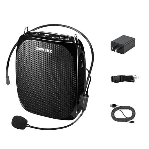 ZOWEETEK Portable Rechargeable Mini Voice Amplifier for Teachers - color: Black