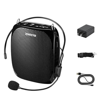 ZOWEETEK Portable Rechargeable Mini Voice Amplifier for Teachers - color: Black