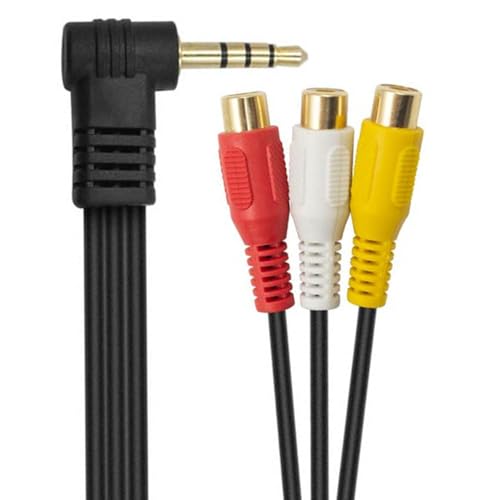 Right Angle 3.5mm Stereo Male Plug to 3 RCA Female (Red-Yellow-White) Connector Adapter Cable for AV,Audio, Video, LCD TV,HDTV, 0.5m