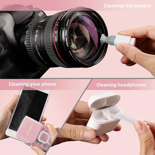 Keyboard Cleaning Kit, All-in-One Laptop & Computer Screen Cleaner, Pink | Multi-function Electronic Cleaner, Soft Bristle Brush, Computer Screen-safe Spray, Compact, for MacBook, iPad, iPhone, earbud - color: Light Pink