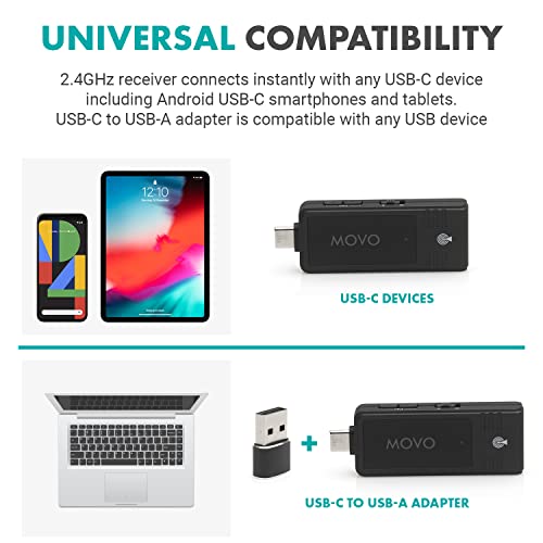 Movo WMX-1-UL USB-C Wireless Lavalier Microphone- USB Wireless Lapel Microphone for Computer, Smartphones, and Tablets- Wireless USB & USB-C Receiver, Transmitter, and Omnidirectional Lav Microphone - style: 1 Transmitter