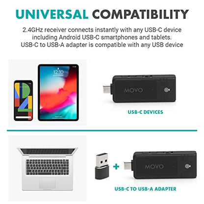 Movo WMX-1-UL USB-C Wireless Lavalier Microphone- USB Wireless Lapel Microphone for Computer, Smartphones, and Tablets- Wireless USB & USB-C Receiver, Transmitter, and Omnidirectional Lav Microphone - style: 1 Transmitter