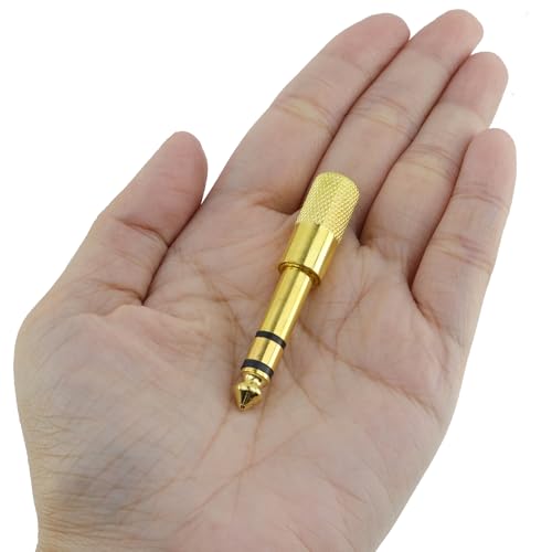 Quarter inch Adapter, Headphone Adapter 6.35 mm (1/4 Inch) Male to 3.5 mm (1/8 inch) Female Headphone Jack Plug, for Player, Headphone, Guitar Amplifier (6 Pack, Gold) - style: 6.35 mm (1/4 Inch) Male to 3.5 mm (1/8 inch) Female