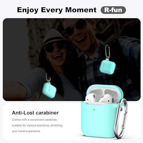 for AirPods 2nd/1st Case Silicone Cover, Glow Blue | Compatible with Apple AirPods 2nd/1st (2019/2016) Generation with Keychain & Cleaner Kit, Wireless Charging Compatible - color: E1-Glow Blue