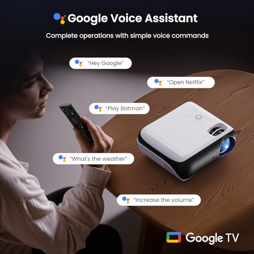 Official Licensed Google TV - HAPPRUN 4K Supported Outdoor Smart Projector | Google TV • 10K+ Apps • 4K Decoding • Dolby & AirPlay • Wi-Fi & Bluetooth • Outdoor Ready • Plug & Play • PS5 Compatible - style: Official Licensed Google TV