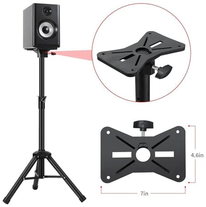 Universal Speaker Stand Tripod, Adjustable Height Range from 30 inches to 44 inches, can Support up to 100 pounds, Easy to Move, Strong Stability, Black Color