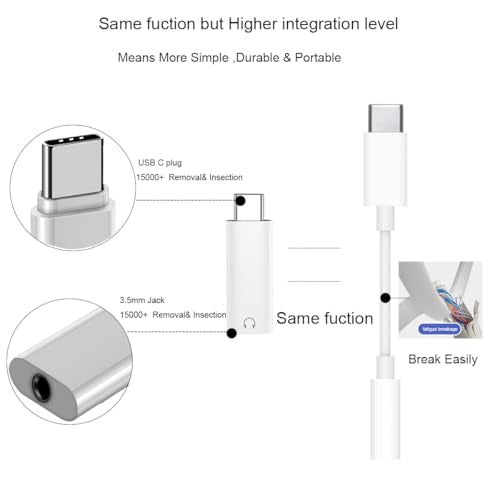 FRIGRAF 1PACK USB C to 3.5mm Audio Adapter, Type C to Headphone Jack Dongle | Hi-Fi USB C to Aux Adapter Compatible with iPhone 17 16 15 Pro/Pro Max/Plus, Samsung Galaxy S26 S24 Pixel, iPad Pro, MacBook - size: 1-Pack
