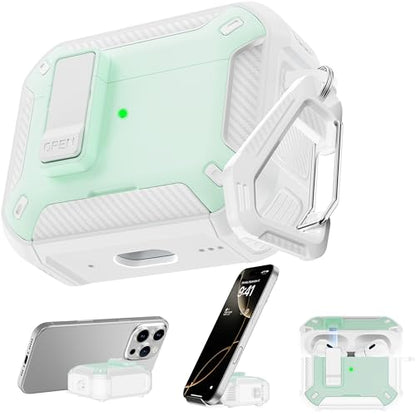 RFUNGUANGO AirPods Pro 2 Case with Lock Phone Stand Magsafe, Mint Green - color: FL-Mint Green, size: AirPods Pro 2 Case