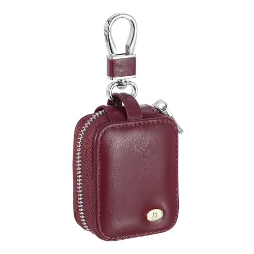 HARFINGTON Earbuds Cases, Earphone Case Holder, PU Leather Ear Buds Case Zipper Organizer Small with Mesh Pocket for USB Cable, Wireless Wired Earphones, Burgundy - color: Burgundy