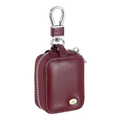 HARFINGTON Earbuds Cases, Earphone Case Holder, PU Leather Ear Buds Case Zipper Organizer Small with Mesh Pocket for USB Cable, Wireless Wired Earphones, Burgundy - color: Burgundy