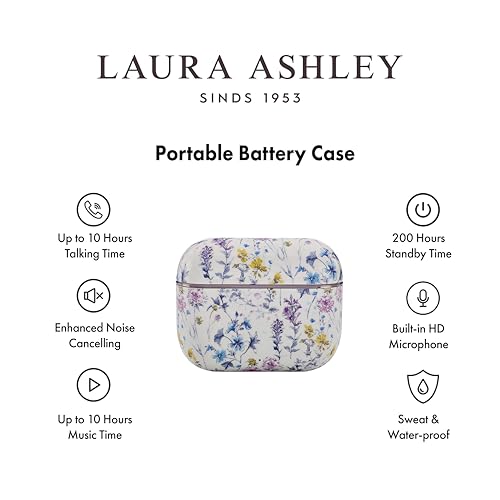 Laura Ashley Wild Meadow TWS Wireless Earbuds - VQ Rechargeable Ear Buds - color: Wild Meadow Wireless Earbuds