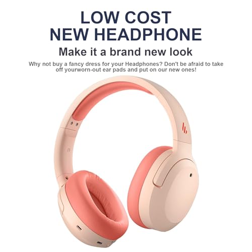 W820NB Ear Pads Replacement Ear Pads Cushions Compatible with Edifier W820NB Headphone Softer Protein Leather Earmuffs Memory Foam Earpads Ear Cups Cover Repair Parts (Red) - color: Red
