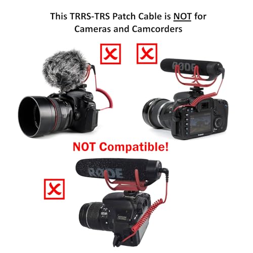 3.5mm TRS to TRRS Microphone Patch Cable Mic Cord Compatible with iPhone, Smartphone, Tablets for Rode SC7, VideoMic, VideoMicro Go, BOYA & Other External Mic (Please Read Details/Instruction Below) | SC7 3.5mm TRS to TRRS Microphone Patch Cable Adapter f