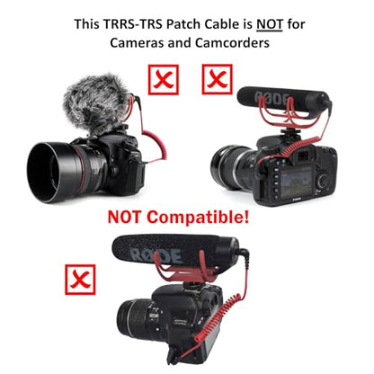 3.5mm TRS to TRRS Microphone Patch Cable Mic Cord Compatible with iPhone, Smartphone, Tablets for Rode SC7, VideoMic, VideoMicro Go, BOYA & Other External Mic (Please Read Details/Instruction Below) | SC7 3.5mm TRS to TRRS Microphone Patch Cable Adapter f