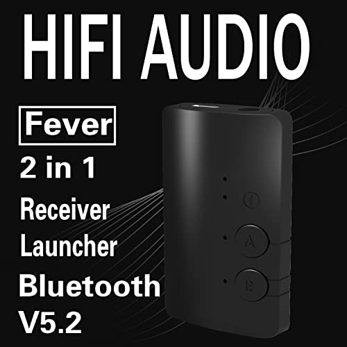 Wireless Audio Transmitter Receiver, Bluetooth 5.2,APTX Adaptive/HD/Low Latency,Wireless Adapter with 3.5mm Aux for Car/PC/Laptop/MP3/TV/BT Headphone Speaker, Dual Link to 2 Devices