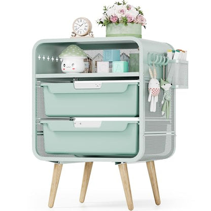 SYKIARIOL Kids Nightstand,Cute End Table with Storage Drawer,Nightstand for Girls Bedroom Furniture - color: Green