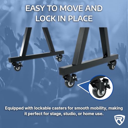 Rockville Z40W Z-Style Pro Keyboard Stand with Wheels, Adjustable Height | Bag Included, Adjustable Width, Lockable Wheels, 250 lb Capacity, Headphone Hook, Fits 49 Keys and Up, EVA Foam Pads