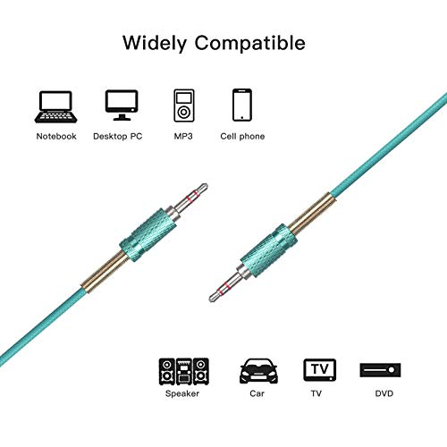ENUODA 3.5mm Nylon Braided Aux Cable, Audio Auxiliary Input Adapter Male to Male Compatible with Headphones, Smartphones, Home/Car Audio Systems, Speakers,Echo & More,3FT,Green - color: green, size: ['3FT']