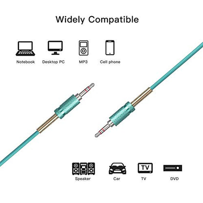ENUODA 3.5mm Nylon Braided Aux Cable, Audio Auxiliary Input Adapter Male to Male Compatible with Headphones, Smartphones, Home/Car Audio Systems, Speakers,Echo & More,3FT,Green - color: green, size: ['3FT']