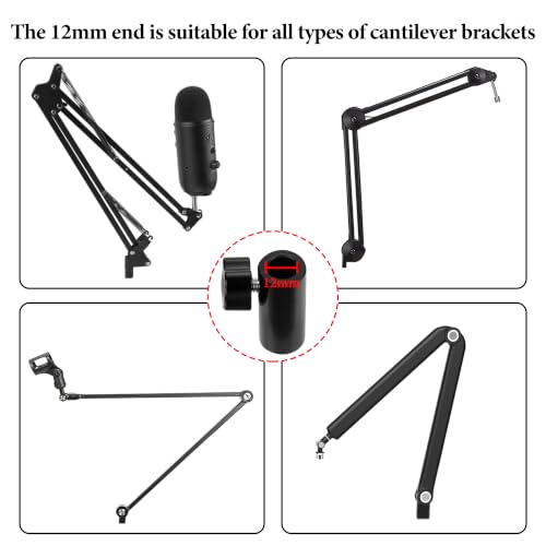 GEEKRIA Microphone Thread Adapter for Boom Arm & Mic Stand, 3/8" Female to 1/4" Female Mount Adapter, Metal Microphone Stand Connector for Recording, Streaming, Podcasting, (Black / 2 Pack)