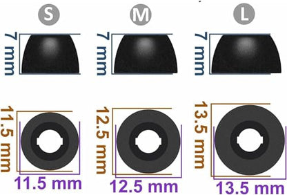 Foam Eartips Compatible with Powerbeats Pro 2 Earbuds, 6 Pairs S/M/L Sizes Soft Memory Foam Replacement Ear Tips Eartips Earbuds Tips Compatible with Powerbeats Pro 2 PB Pro 2 6 Pairs Black