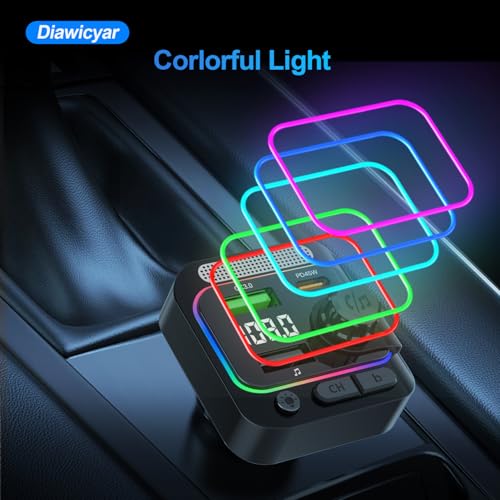 63W FM Transmitter Bluetooth Car Adapter, Wireless FM Bluetooth Transmitter | [PD 45W & QC3.0] Fast Charge, Deep Bass Player, Hands-Free Calling, Black - color: Black